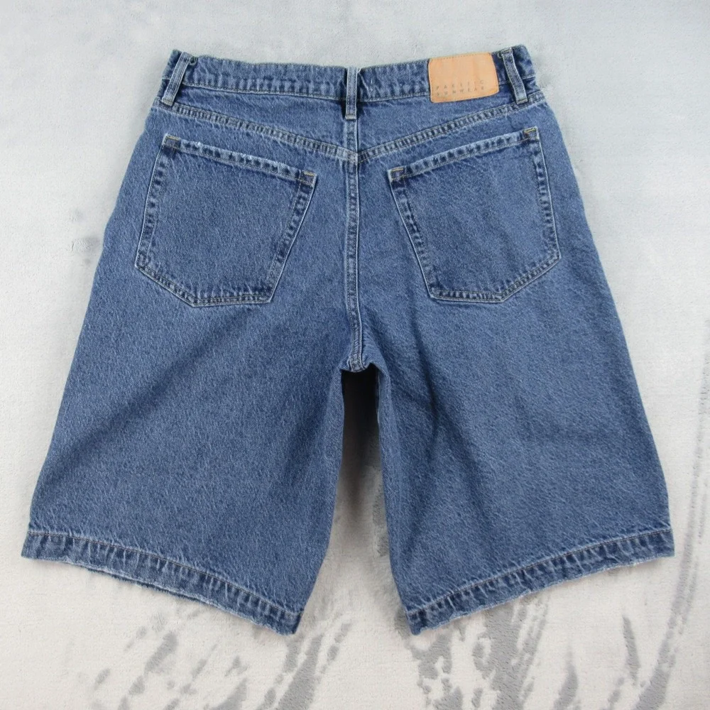 PacSun Extreme Jort Women 29 Blue Denim Baggy Skater Shorts 100% Cotton RN090233
